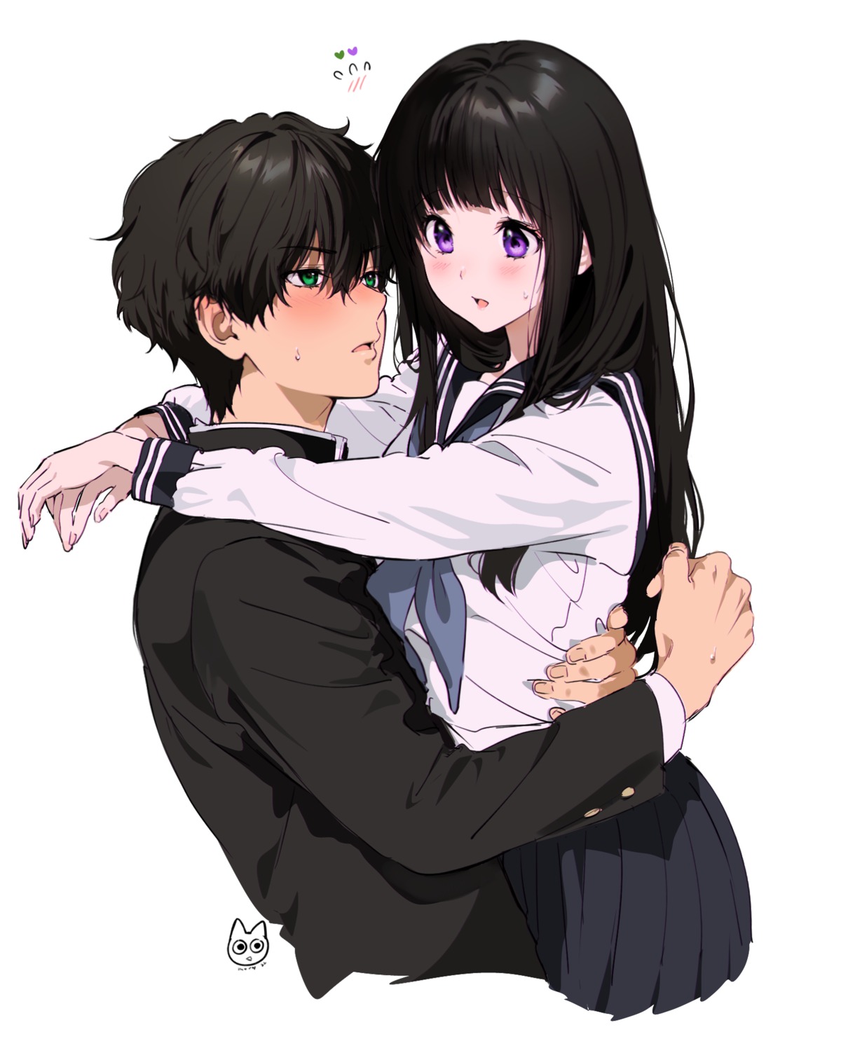 chitanda_eru hyouka mery_(yangmalgage) oreki_houtarou seifuku sketch