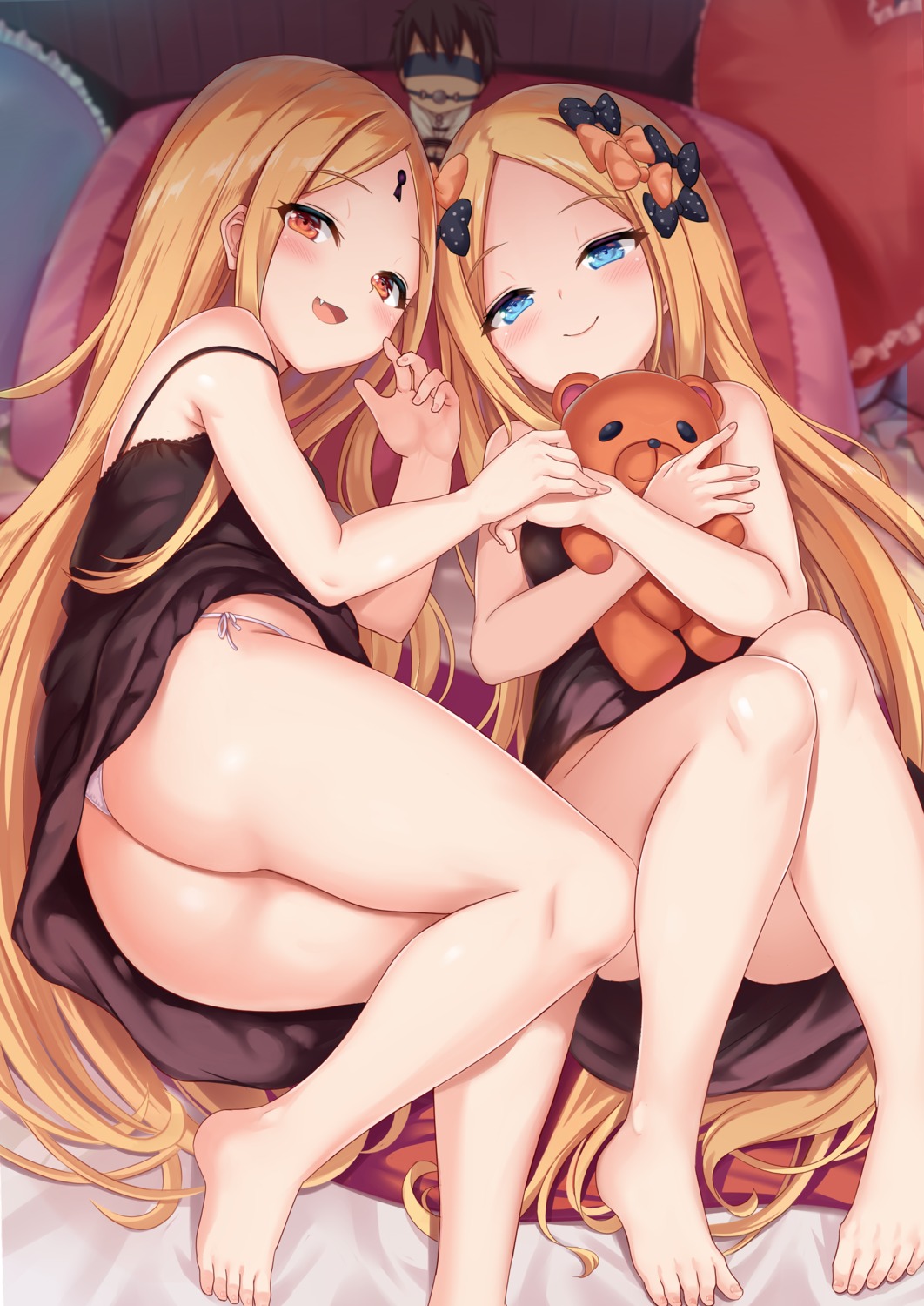 abigail_williams_(fate) ass dress fate/grand_order feet loli milkshake_(artist) nopan pantsu skirt_lift string_panties thong