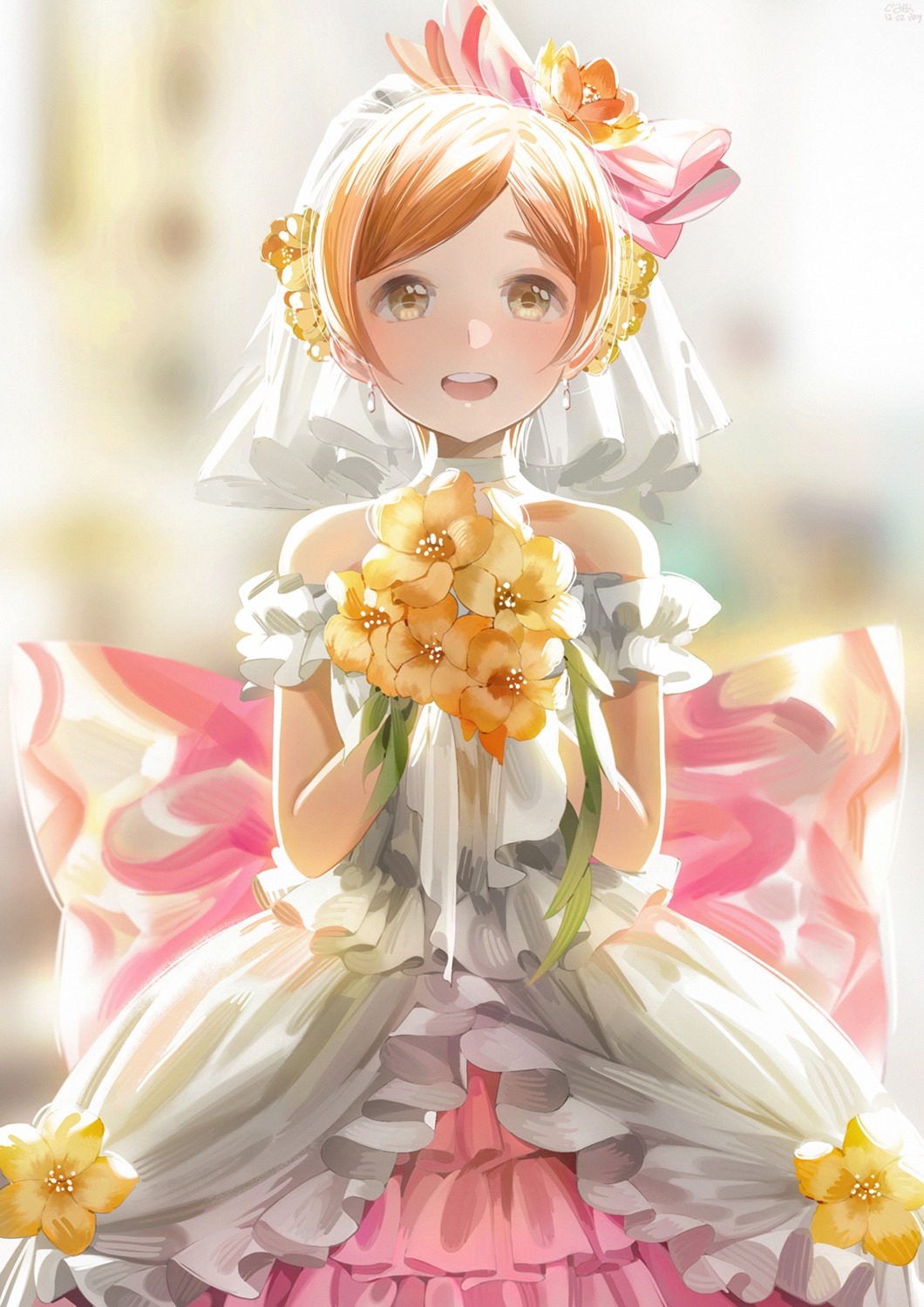 dress hoshizora_rin love_live! megumi_cv wedding_dress