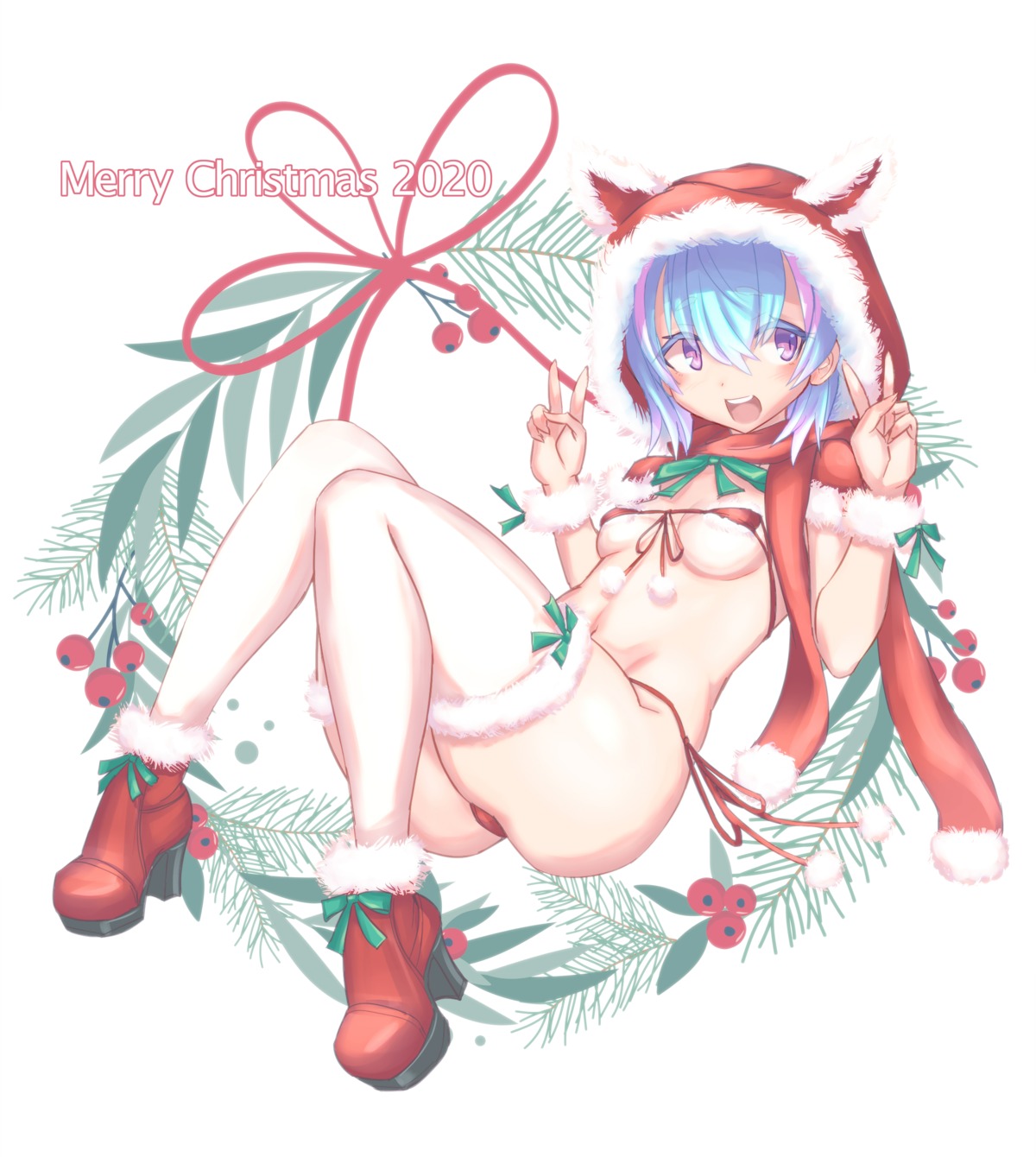 bikini christmas heels serizawa_(knight2020) swimsuits thighhighs thong