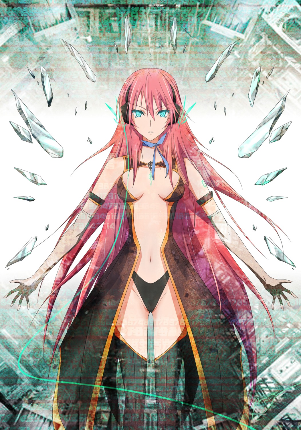 cleavage megurine_luka onabon thighhighs vocaloid