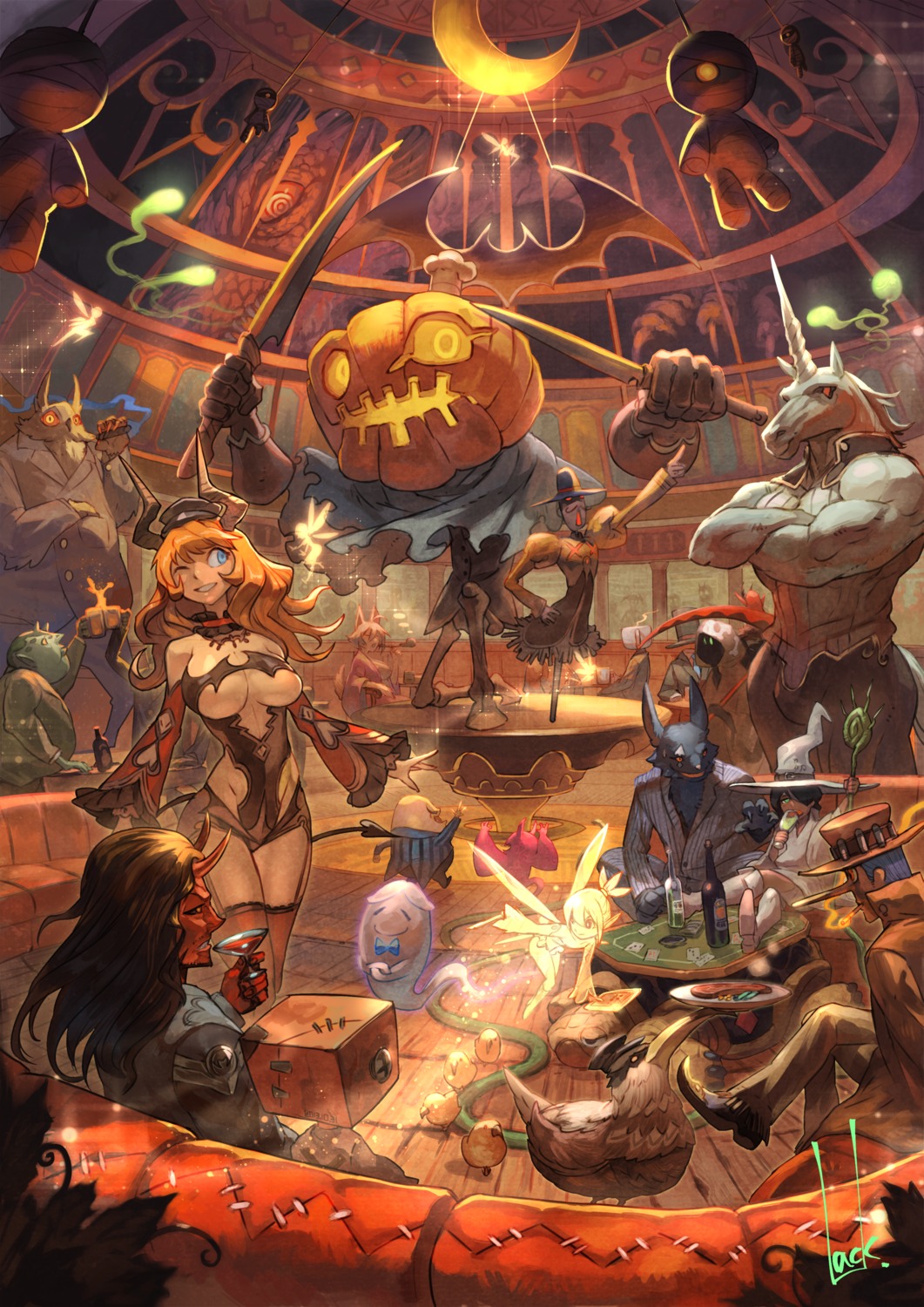 halloween horns lack monster no_bra stockings sword tail thighhighs weapon