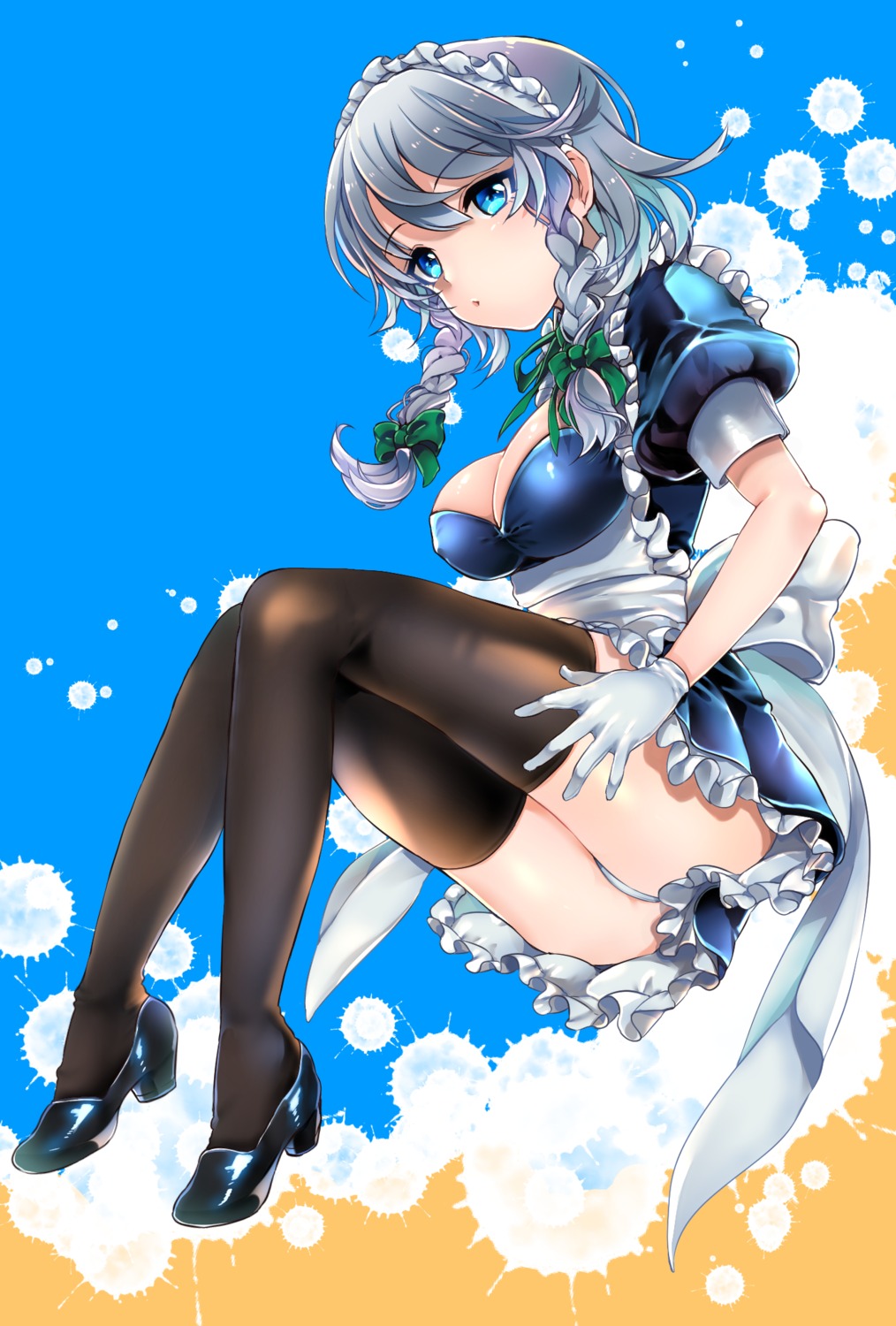 cleavage heels izayoi_sakuya maid pantsu poko_(mammypoko) thighhighs touhou