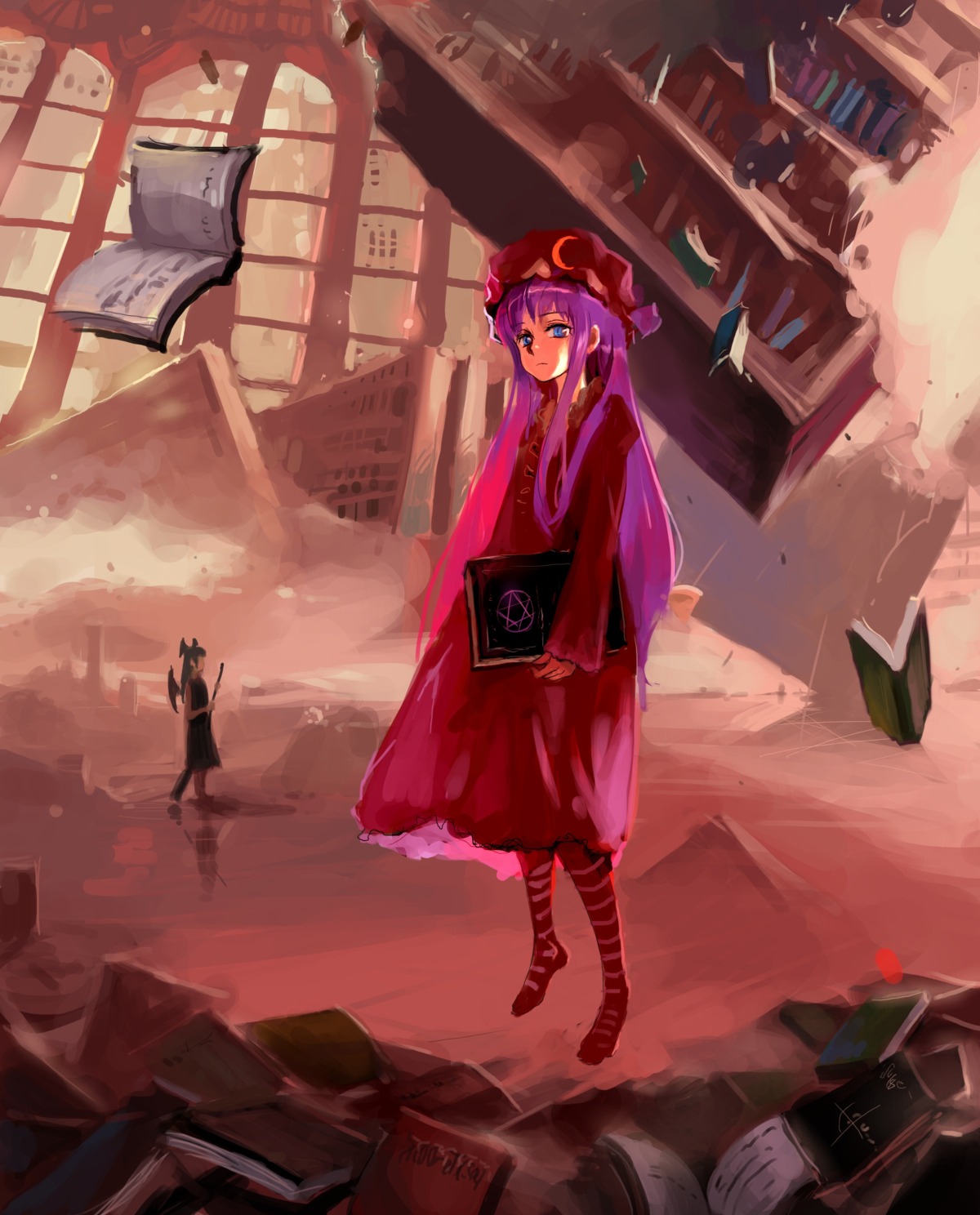 hei_(qijuzi) koakuma patchouli_knowledge touhou wings