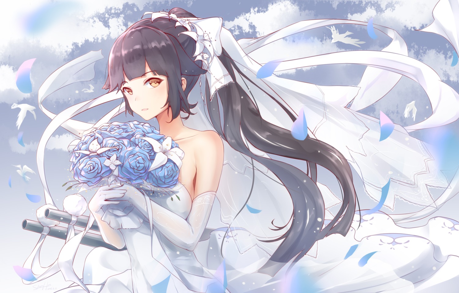 azur_lane dress see_through shenhai_(2556146833) takao_(azur_lane) wedding_dress