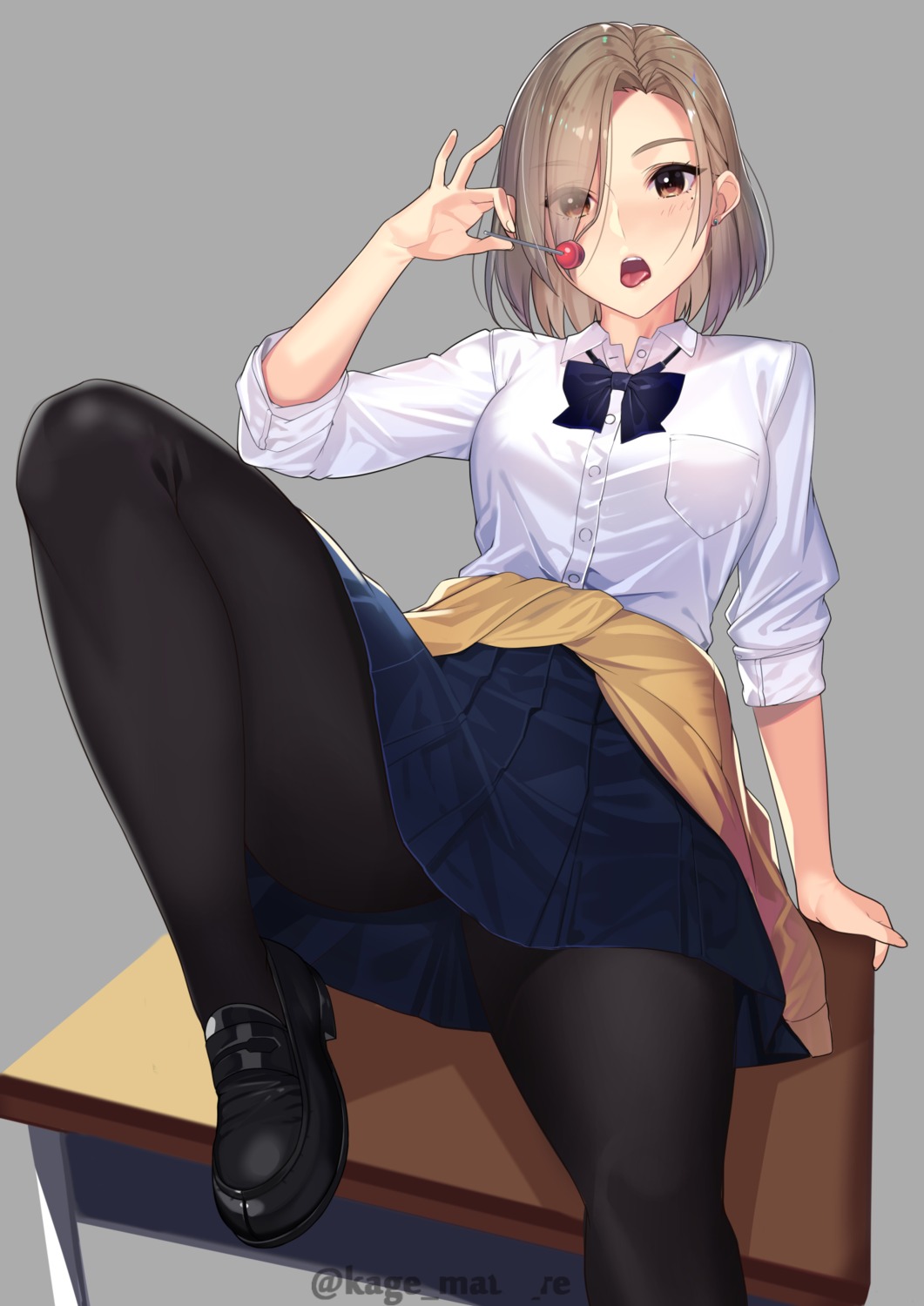 kagematsuri pantyhose seifuku skirt_lift sweater