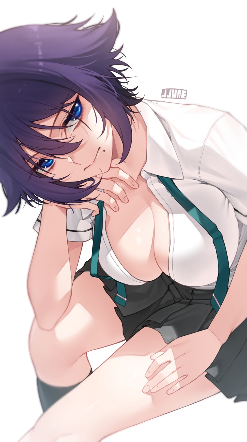 cleavage jjune no_bra open_shirt seifuku