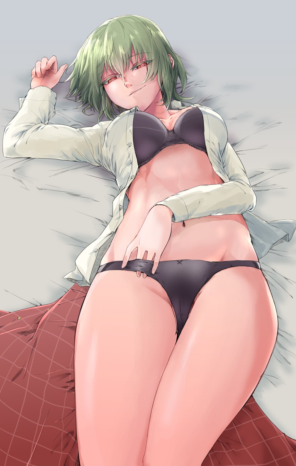 bra dress_shirt kazami_yuuka open_shirt pantsu retora touhou