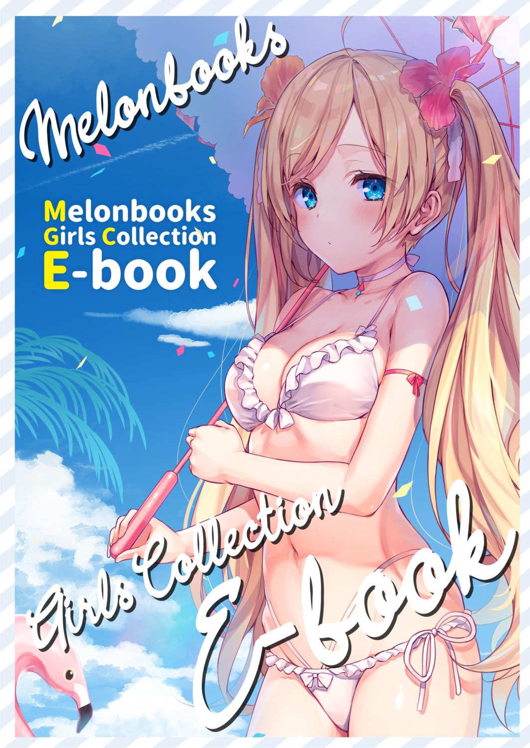 bikini cleavage garter komeshiro_kasu melonbooks swimsuits umbrella