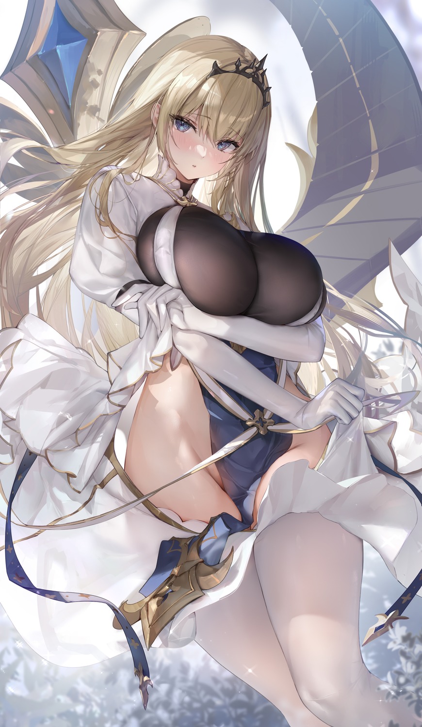 azur_lane breast_hold odaefnyo painleve_(azur_lane) thighhighs