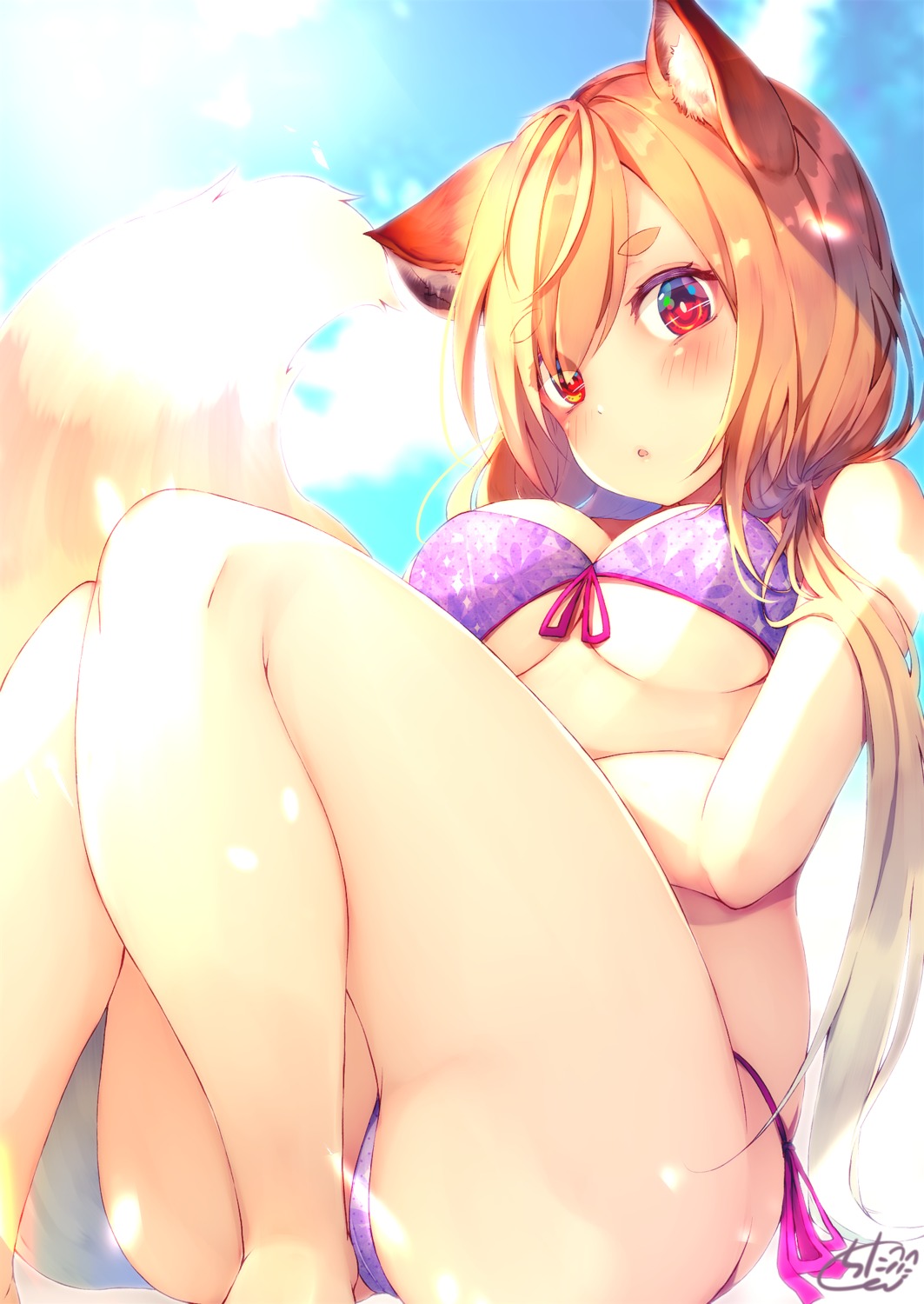 animal_ears bikini chita_(ketchup) swimsuits tail thong underboob