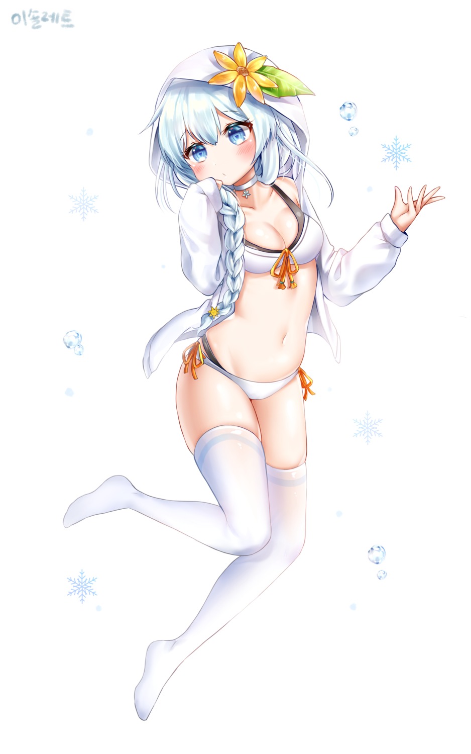 bikini cleavage honyang open_shirt sound_voltex swimsuits thighhighs