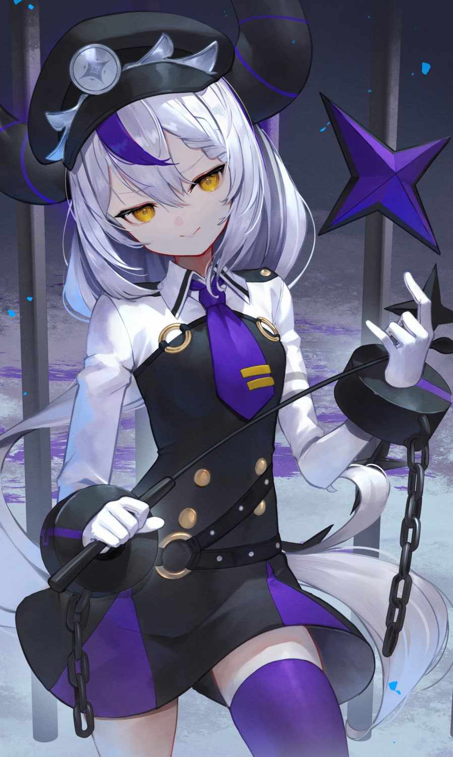 hololive horns la+_darknesss scottie tail thighhighs uniform