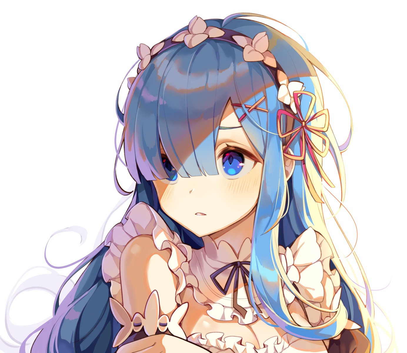 cleavage ha_youn maid re_zero_kara_hajimeru_isekai_seikatsu rem_(re_zero)