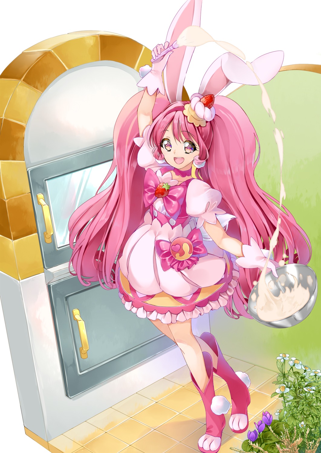 animal_ears bunny_ears dress kirakira_precure_a_la_mode pretty_cure tail usami_ichika yuutarou_(pixiv822664)