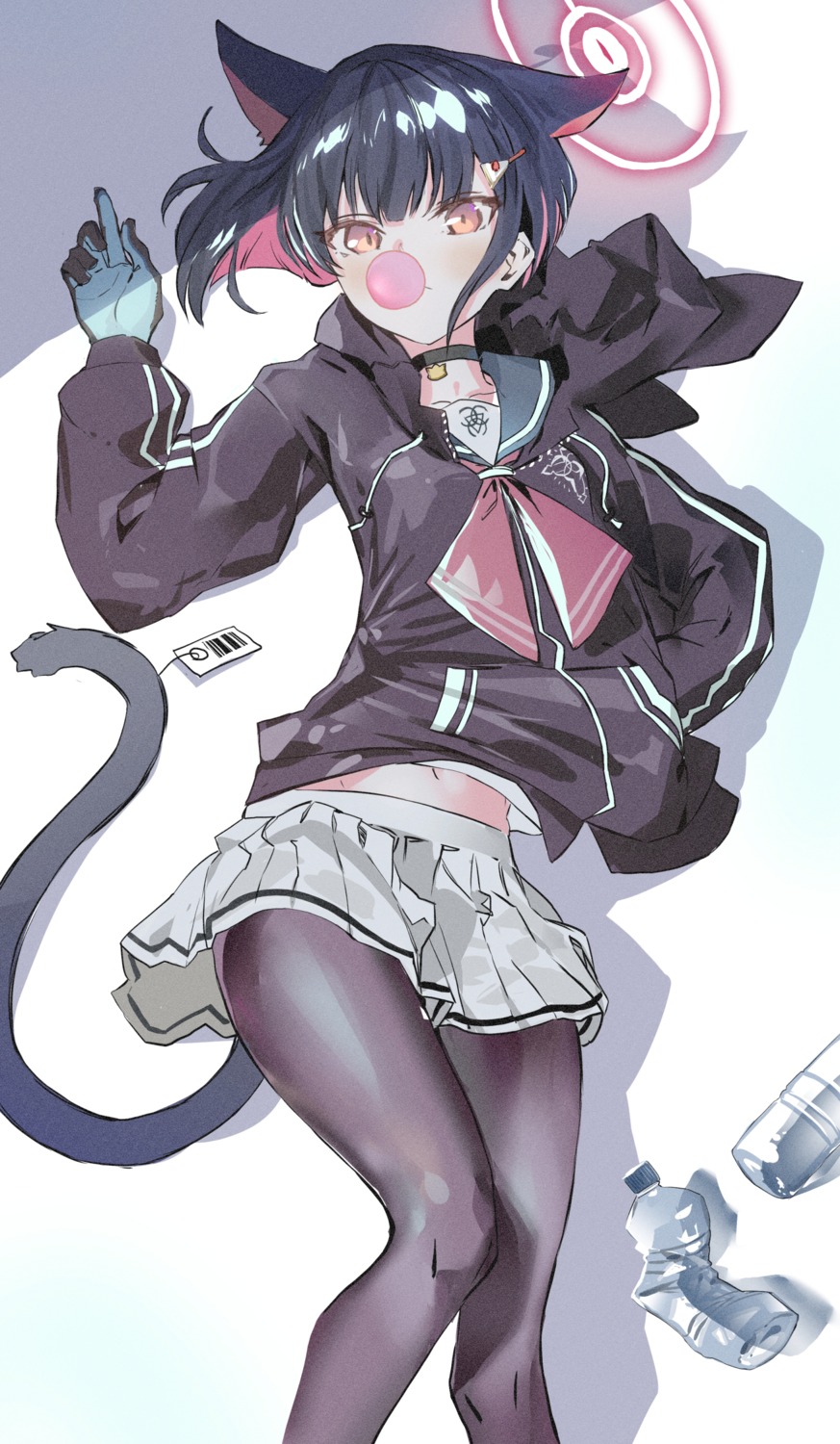 animal_ears blue_archive halo kyouyama_kazusa nekomimi pantyhose ryoma_(rym_369) seifuku tail