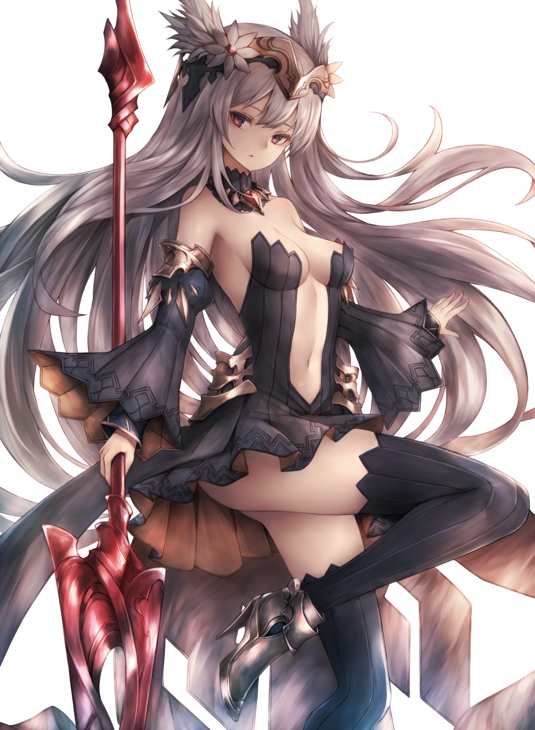 armor ass cleavage dress heels no_bra snm_(sunimi) thighhighs weapon