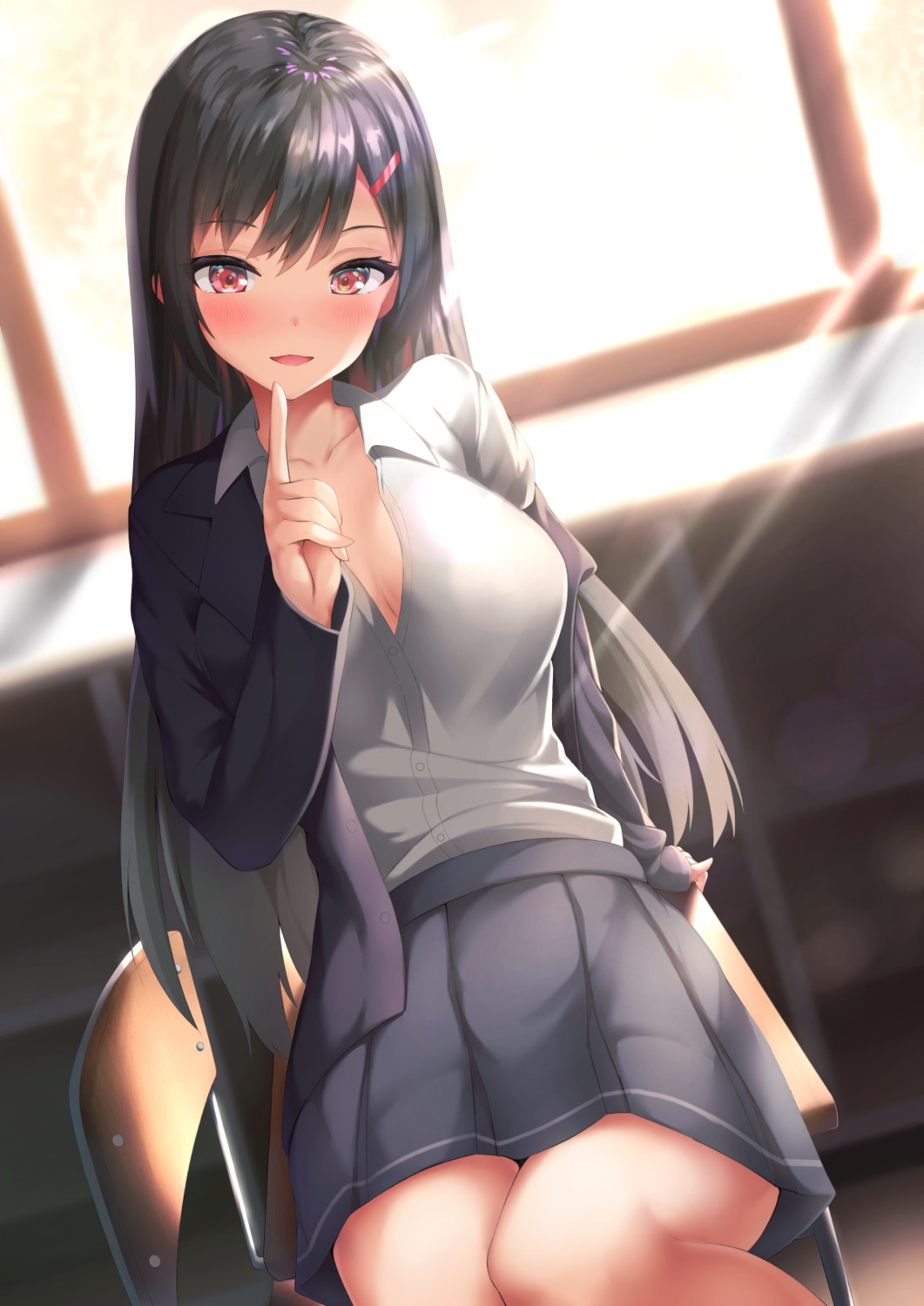 cleavage no_bra open_shirt seifuku tatsumiya_kagari