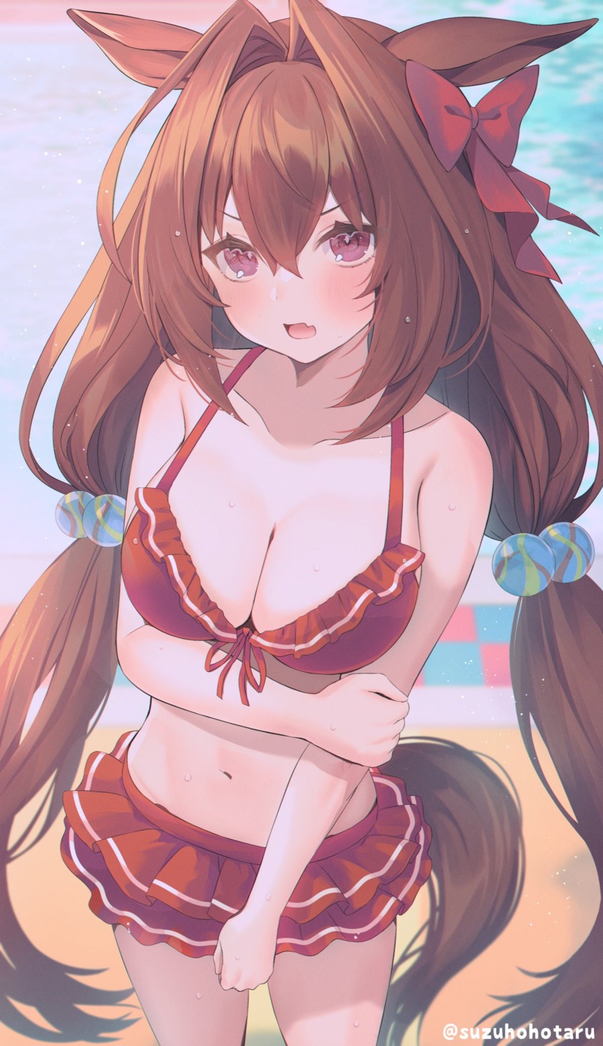 animal_ears bikini daiwa_scarlet_(umamusume) suzuho_hotaru swimsuits tail uma_musume_pretty_derby