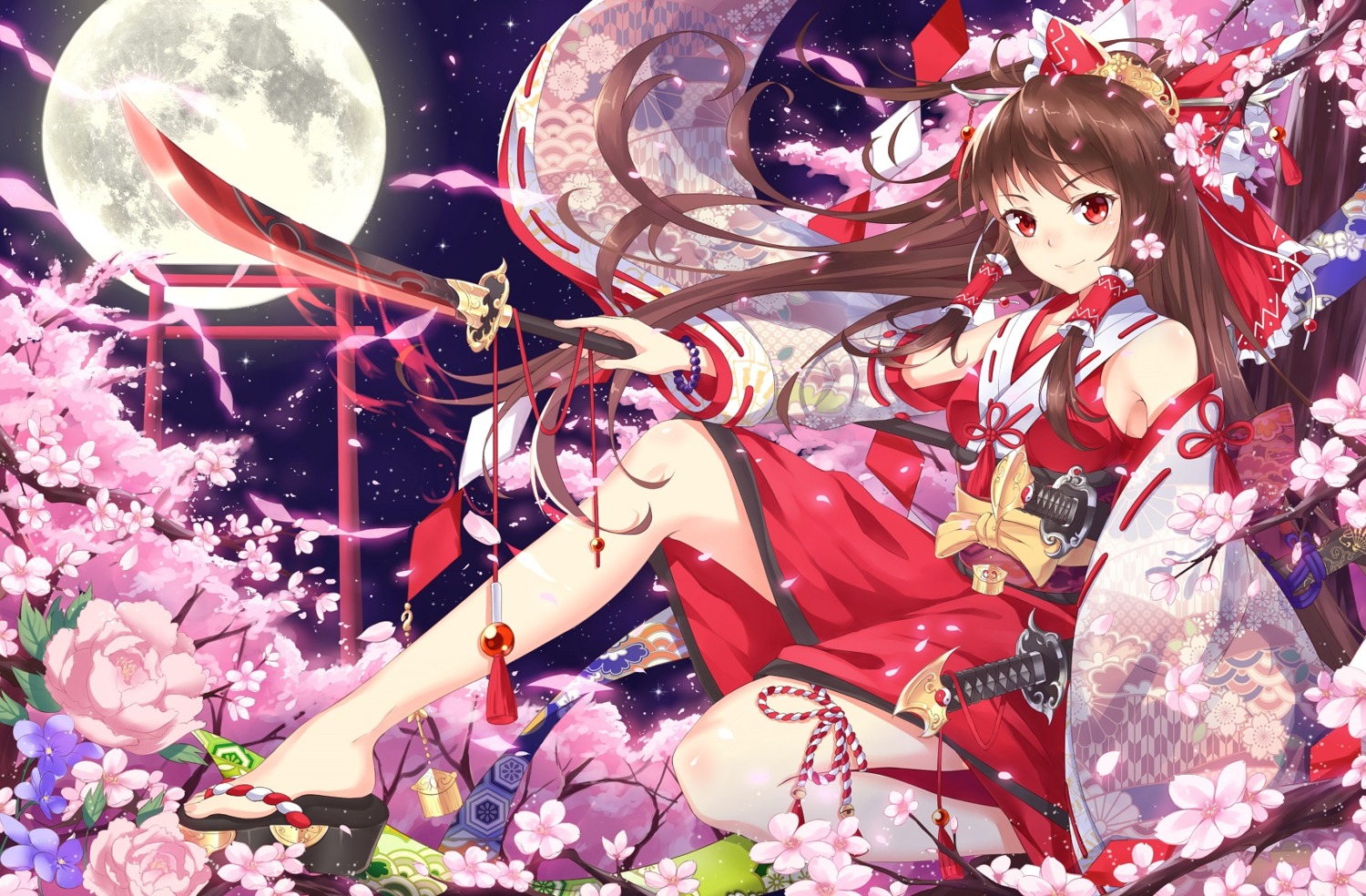 hakurei_reimu miko pc99527 sword touhou weapon