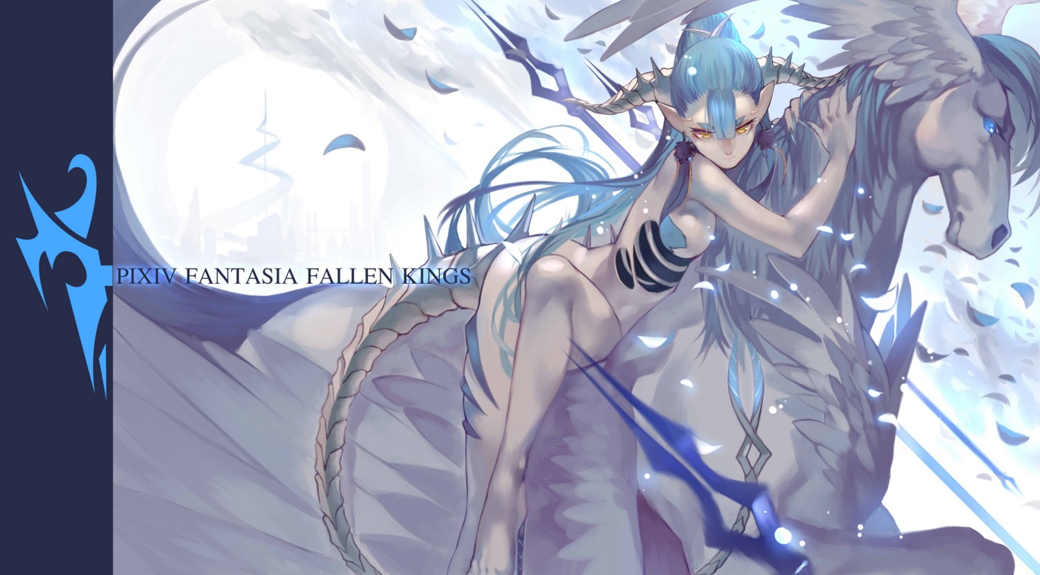 horns joseph_lee monster_girl naked pixiv_fantasia pixiv_fantasia_fallen_kings pointy_ears tail