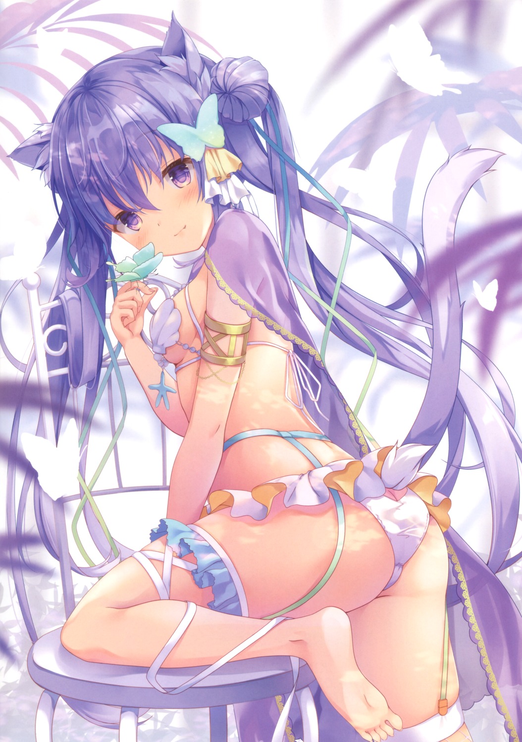 animal_ears kinokomushi nekomimi sling_bikini swimsuits tail