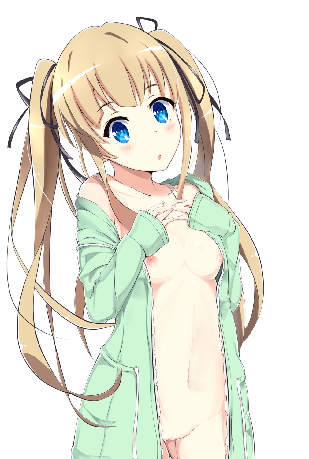 bottomless breast_hold breasts kiriko_(araragikoyomi) nipples no_bra open_shirt pussy saenai_heroine_no_sodatekata sawamura_spencer_eriri uncensored