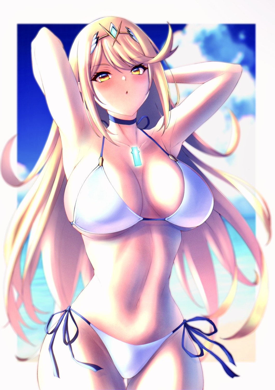 bikini hakusai_(hksicabb) hikari_(xenoblade_2) swimsuits xenoblade xenoblade_chronicles_2