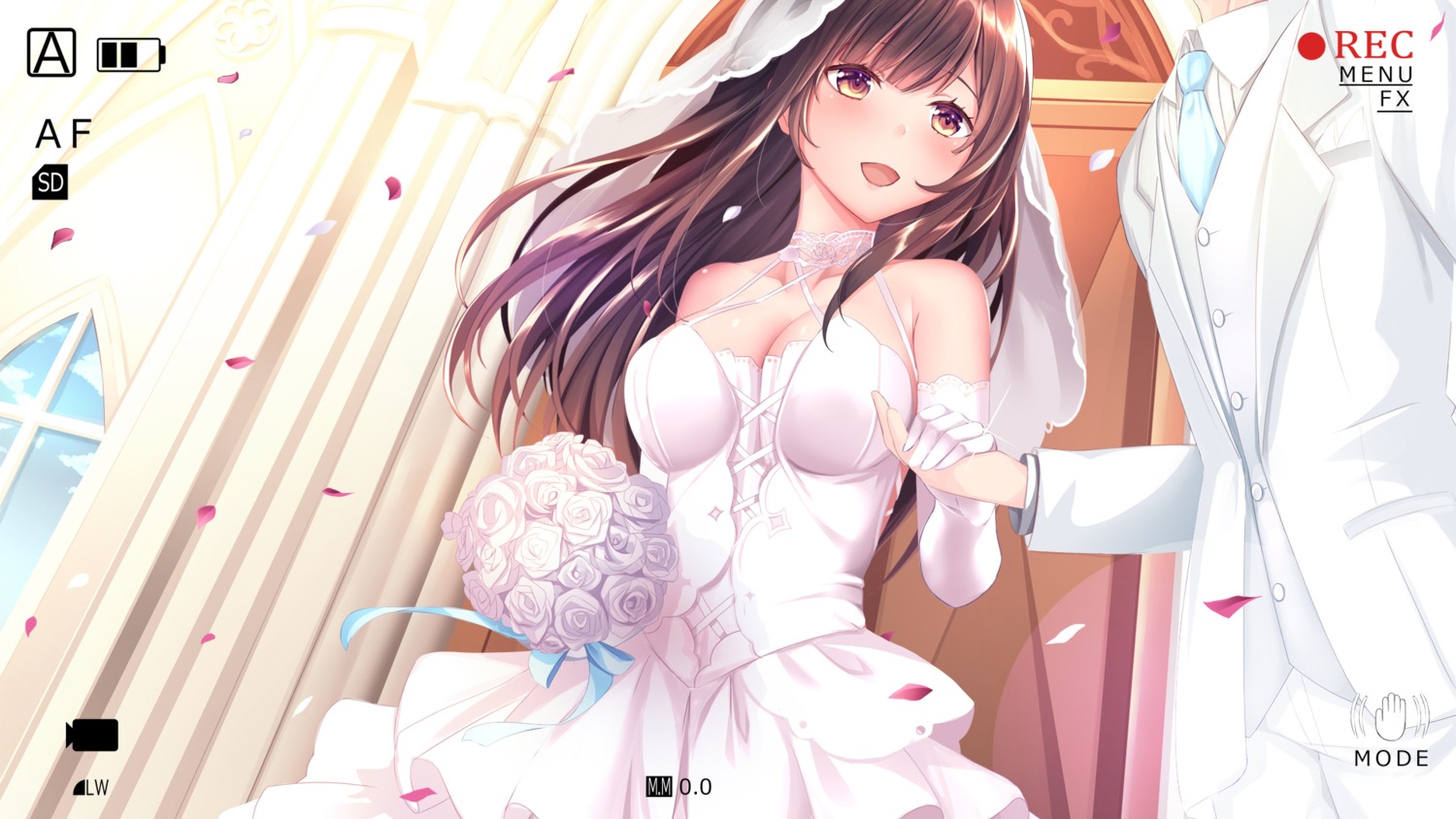 cleavage dress haruka_natsuki wallpaper wedding_dress