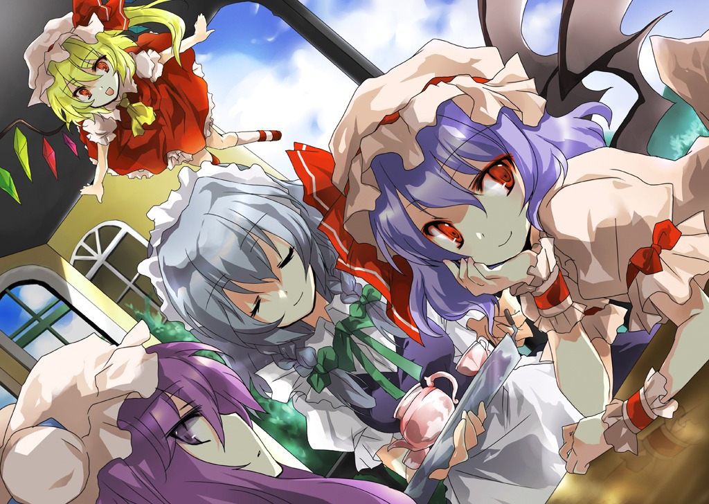 flandre_scarlet izayoi_sakuya kyrish patchouli_knowledge remilia_scarlet touhou