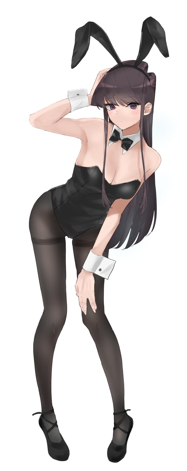 animal_ears bunny_ears bunny_girl komi-san_wa_komyushou_desu. komi_shouko no_bra pantyhose takita_(takita3411)