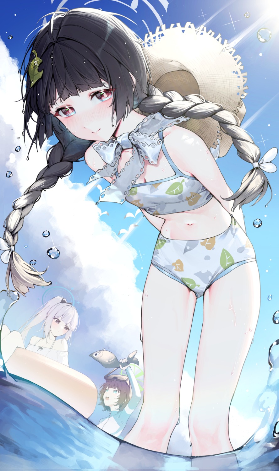 bikini blue_archive g5_(artist) gym_uniform halo kasumizawa_miyu sorai_saki swimsuits tsukiyuki_miyako wet