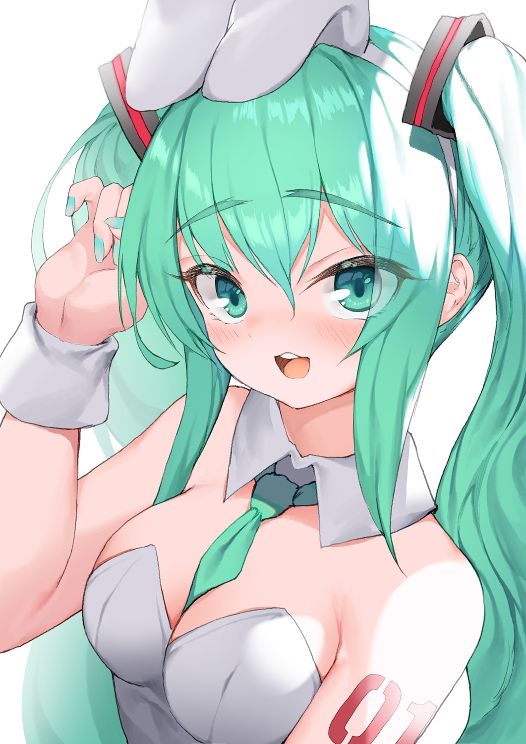 animal_ears bunny_ears bunny_girl cleavage dduck_kong hatsune_miku tattoo vocaloid