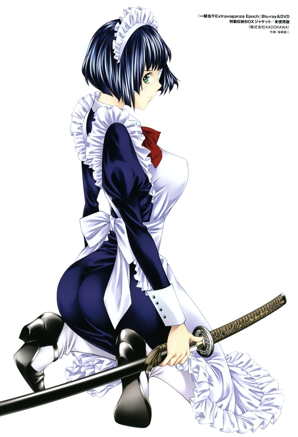 ass eyepatch heels ikkitousen ikkitousen~extravaganza_epoch~ maid ryomou_shimei shiozaki_yuuji sword