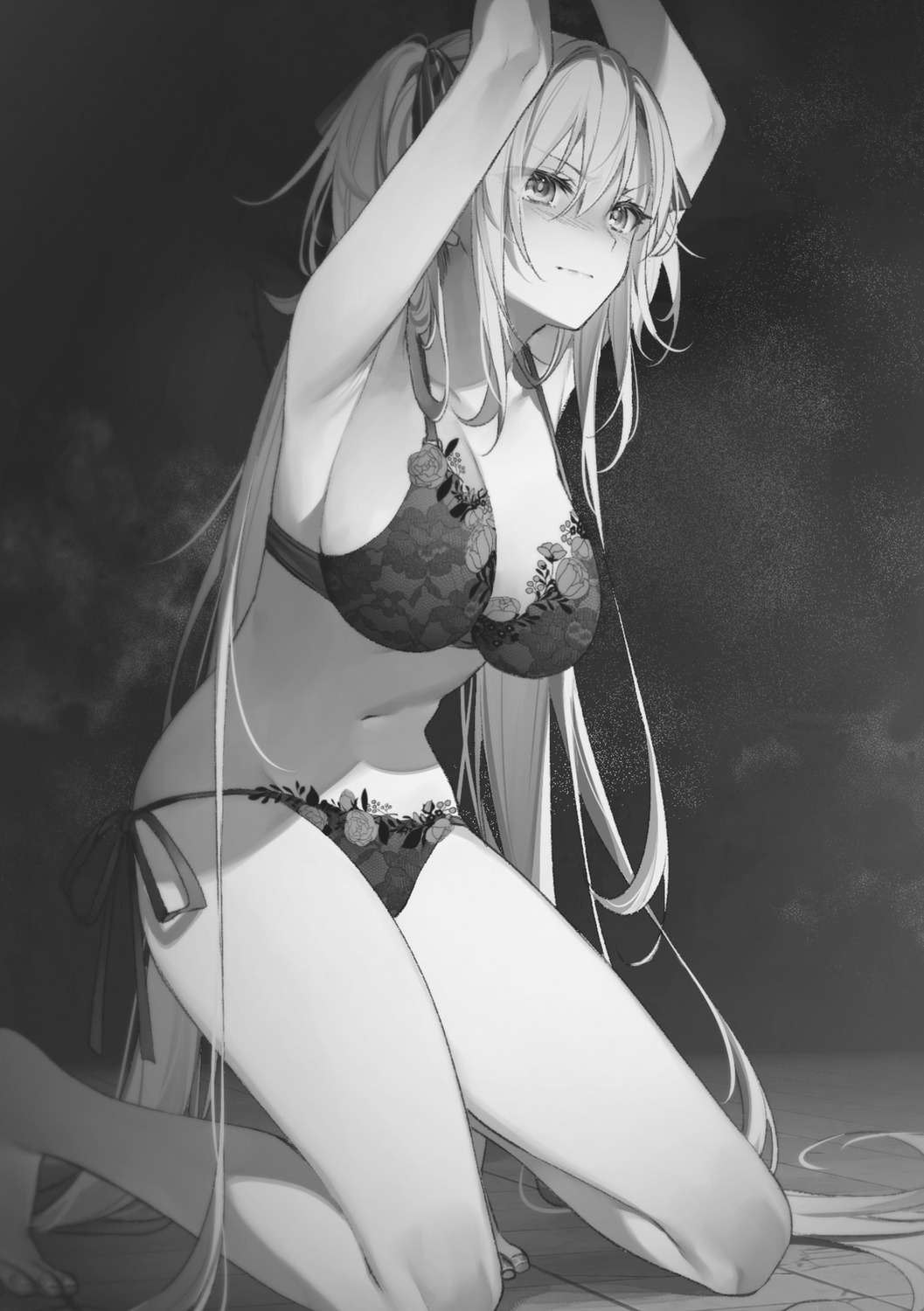 bra monochrome pantsu regina_mercedes seiken_gakuin_no_maken_tsukai string_panties toosaka_asagi