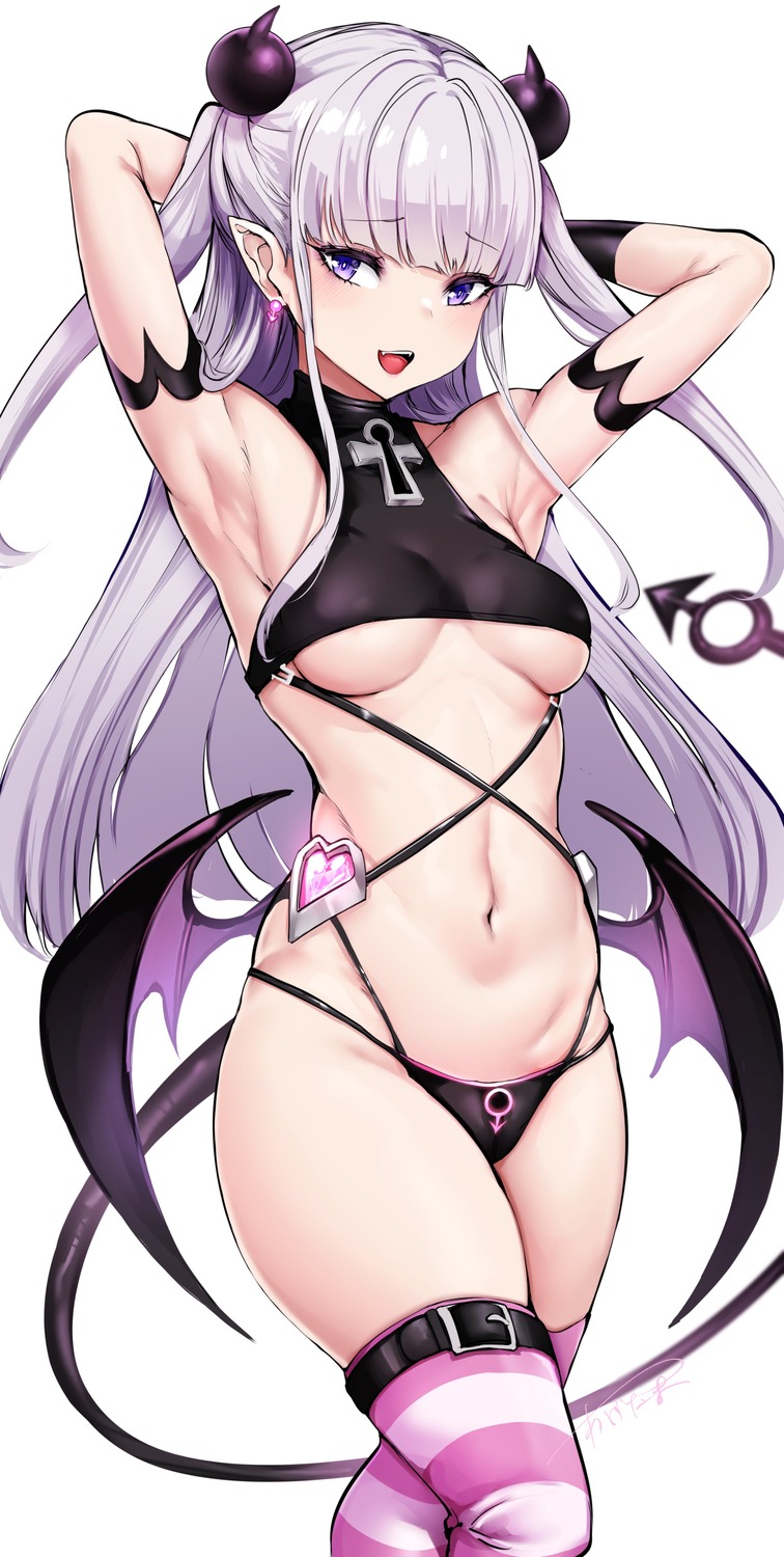 agetama garter horns naruse_maria pointy_ears shinmai_maou_no_testament tail thighhighs wings