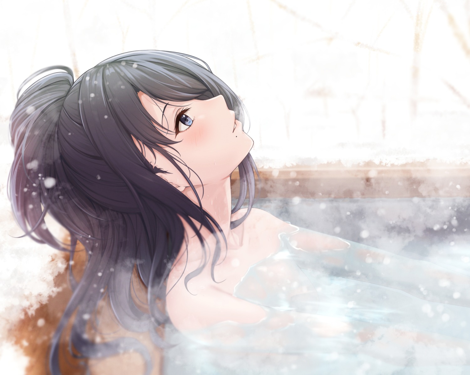 bathing kazano_hiori onsen the_idolm@ster the_idolm@ster_shiny_colors topless wet yuzuyu_(hyui)