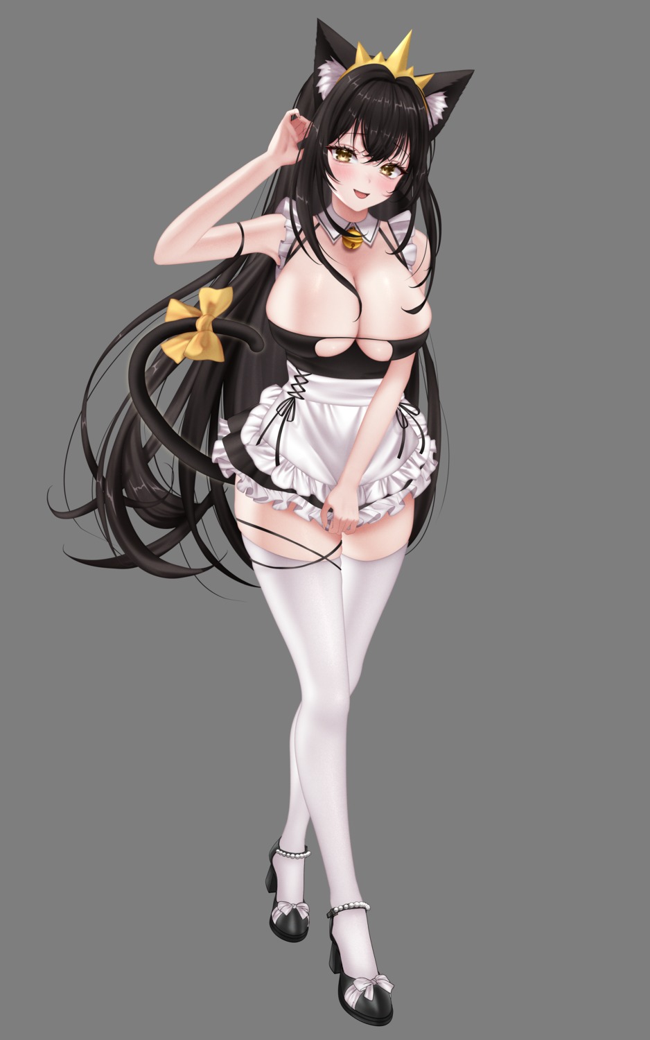 animal_ears dadamyu garter heels maid nekomimi no_bra tail thighhighs transparent_png