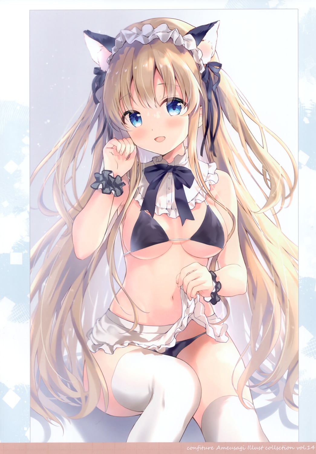 ame_usagi amedama_con animal_ears bikini maid swimsuits thighhighs