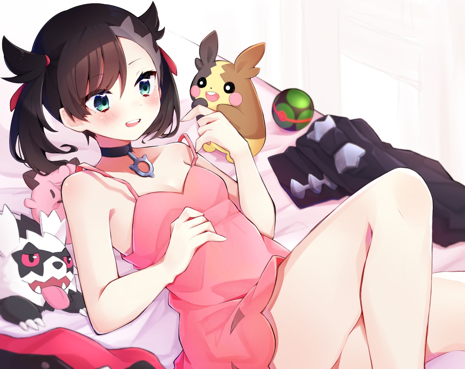 cleavage clefairy dress eringikinono galarian_zigzagoon mary_(pokemon) morpeko pokemon pokemon_swsh skirt_lift