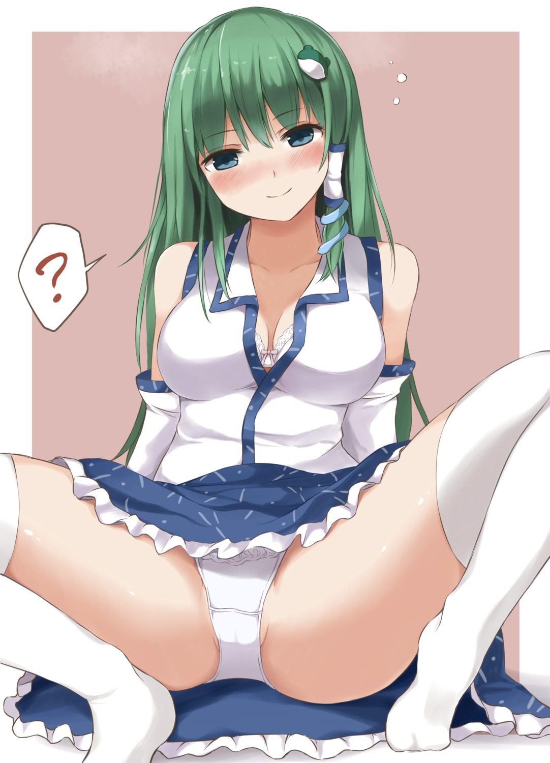 bra cameltoe cleavage japanese_clothes kochiya_sanae pantsu techi thighhighs touhou