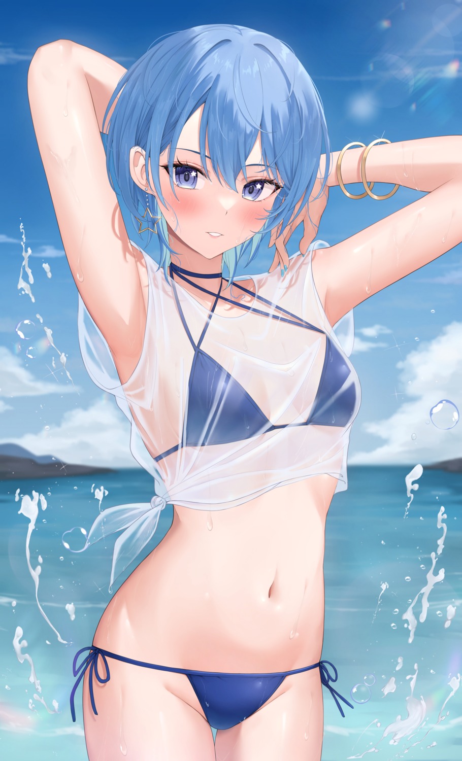 bikini hololive hoshimachi_suisei see_through shinigami_kiraki swimsuits