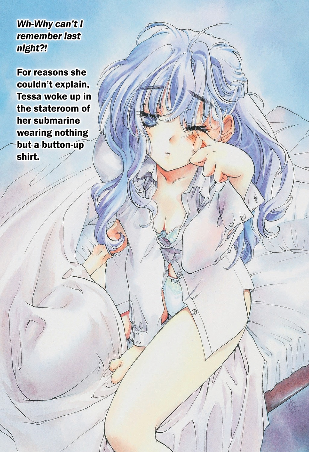 bra cleavage dress_shirt full_metal_panic open_shirt pantsu sheets shikidouji teletha_testarossa