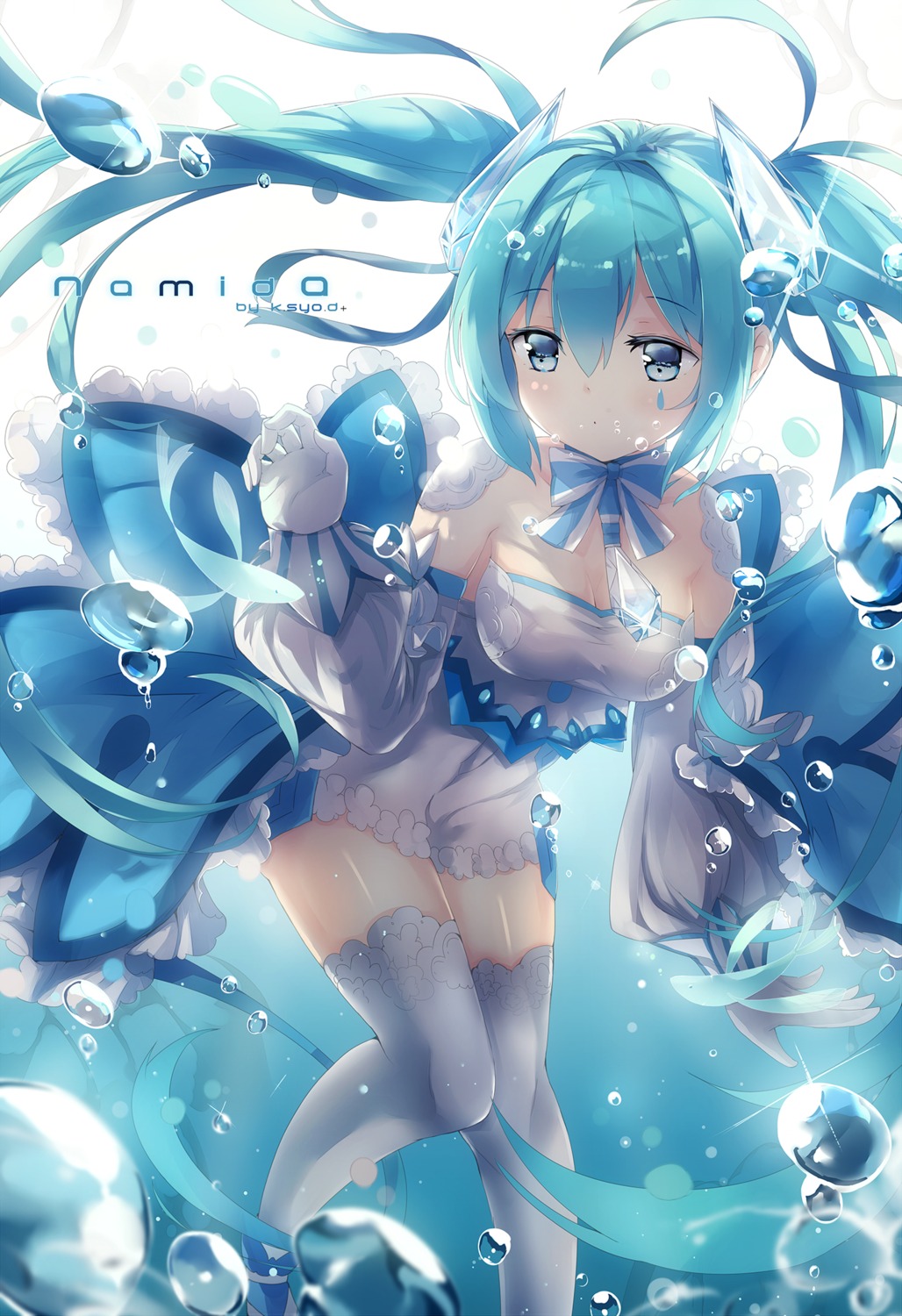 asahi_kuroi cleavage dress hatsune_miku thighhighs vocaloid