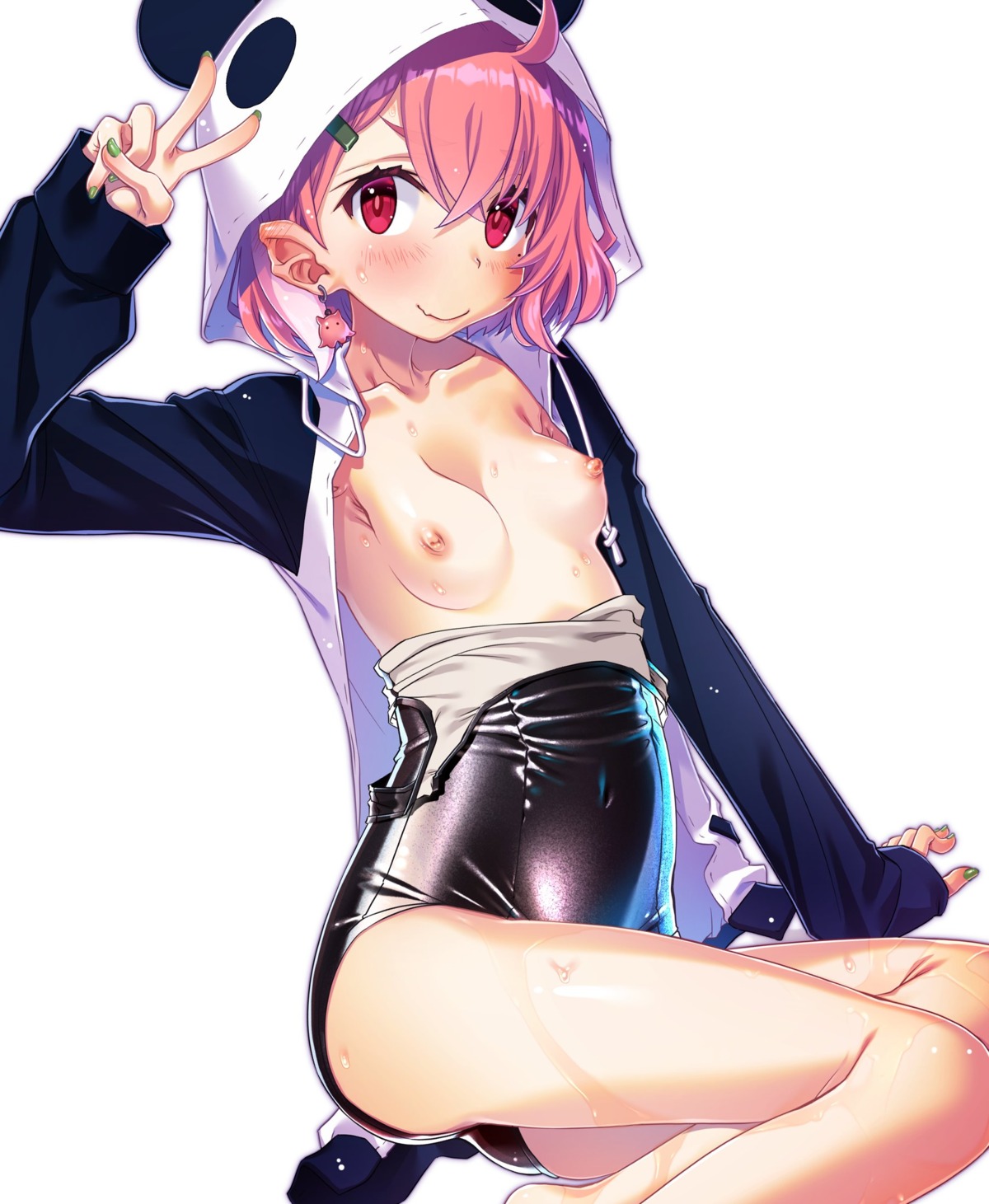 breasts nijisanji nijisanji_gamers nipples sakuya_tsuitachi sasaki_saku school_swimsuit swimsuits