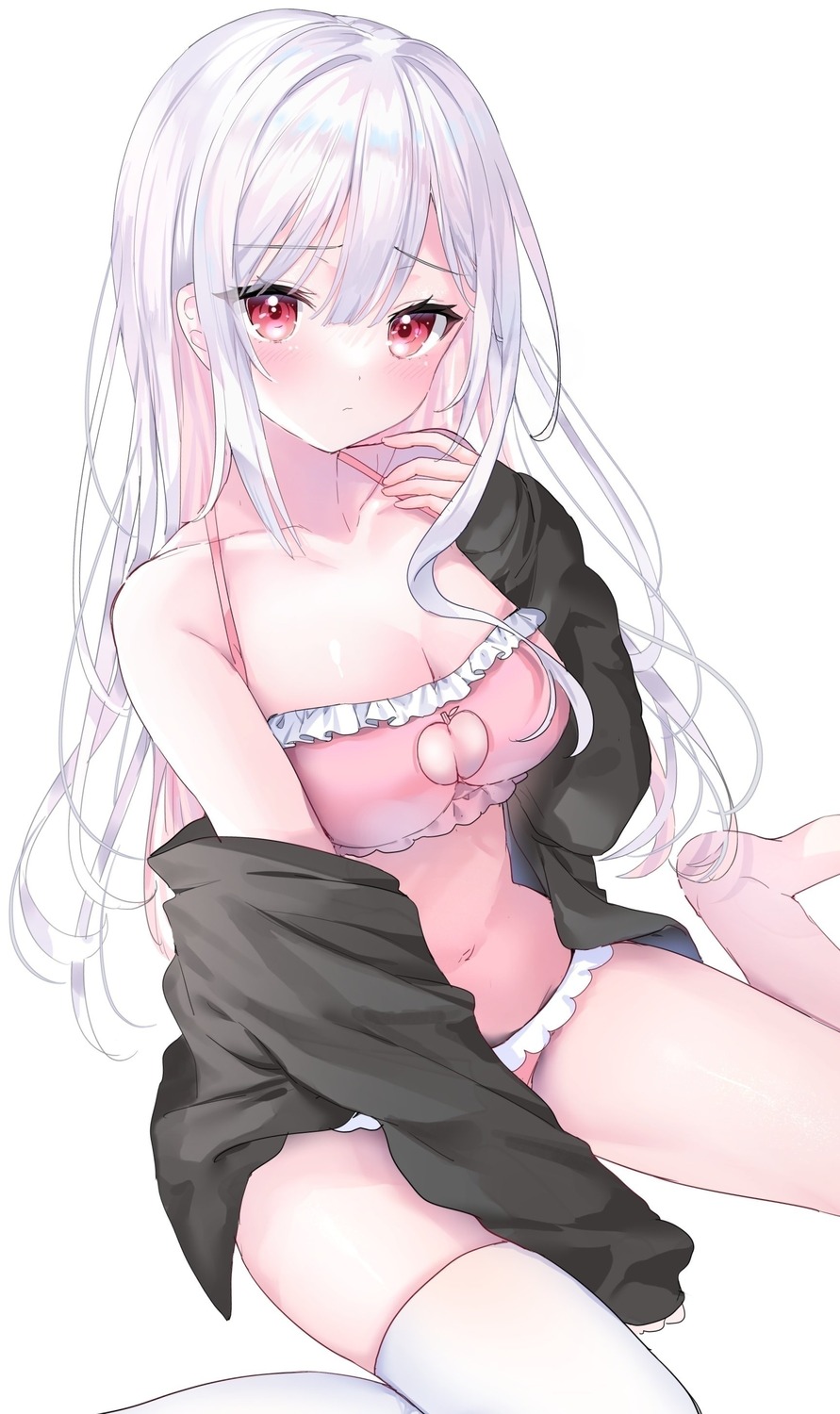 cleavage detexted kabashima_hana lingerie pantsu thighhighs