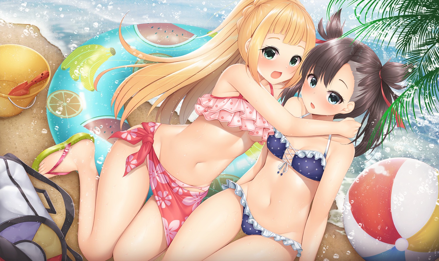 bikini cleavage lillie_(pokemon) mary_(pokemon) minato_ojitan pokemon pokemon_sm pokemon_swsh pokemon_usum swimsuits underboob