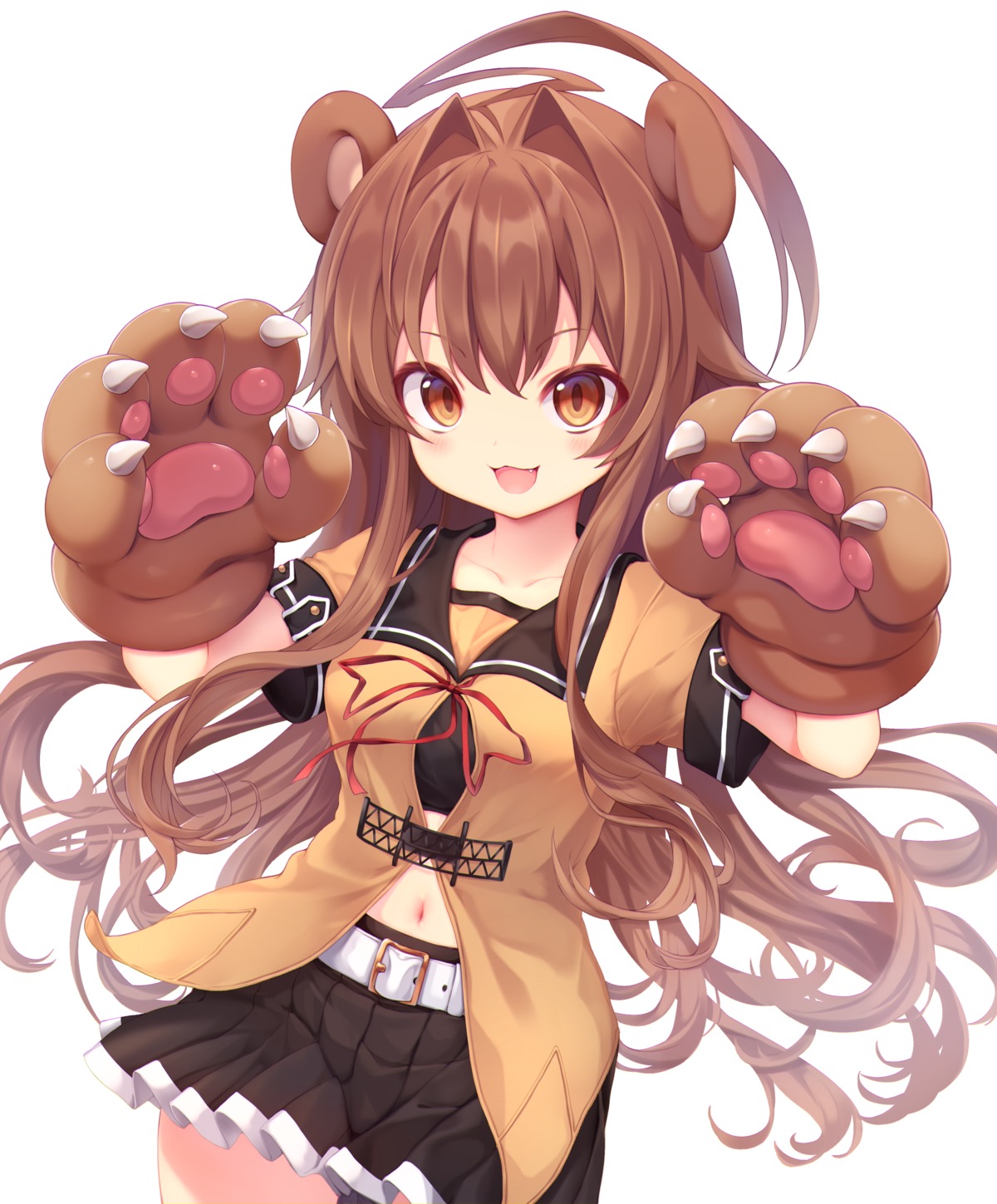 animal_ears kantai_collection kuma_(kancolle) seifuku skirt_lift sukemyon