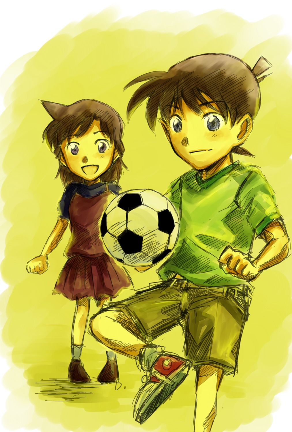 detective_conan kudou_shinichi lucky-dog1 mouri_ran soccer