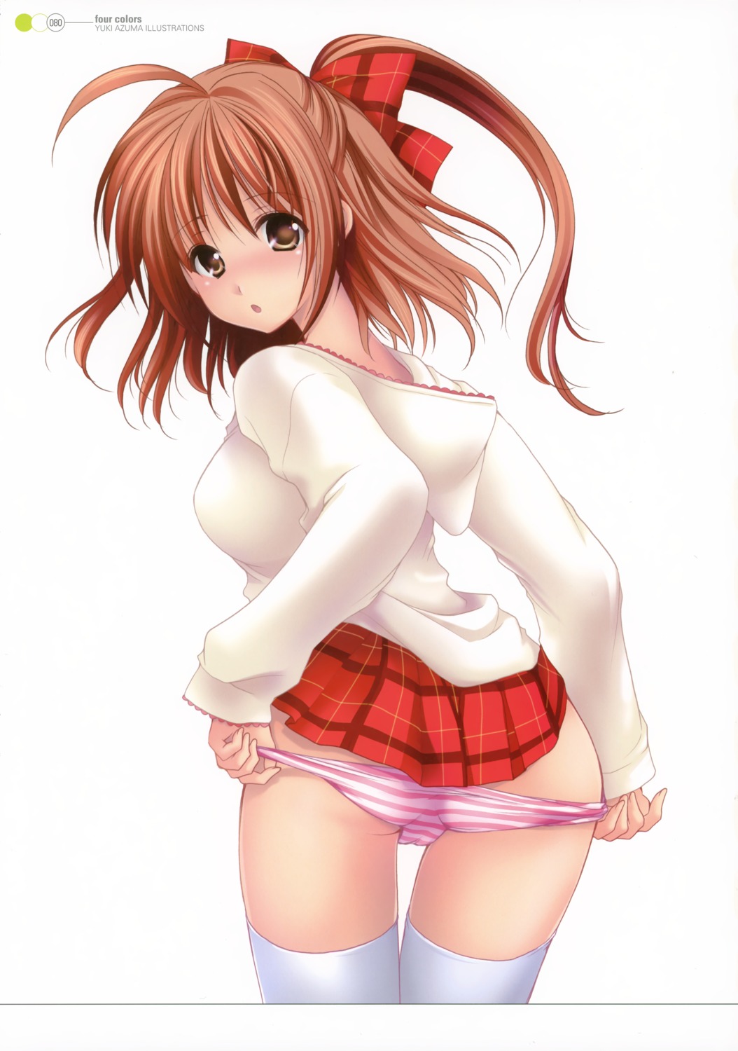 azuma_yuki pantsu panty_pull shimapan thighhighs undressing